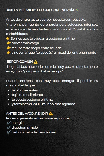 Nutrición pre y post WOD